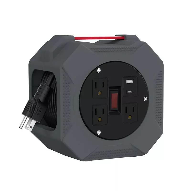 Carretel de cabo plástico de 3 tomadas Usb2.4a 30 pés Carretel de cabo plástico de 3 tomadas Usb2.4a 30 pés