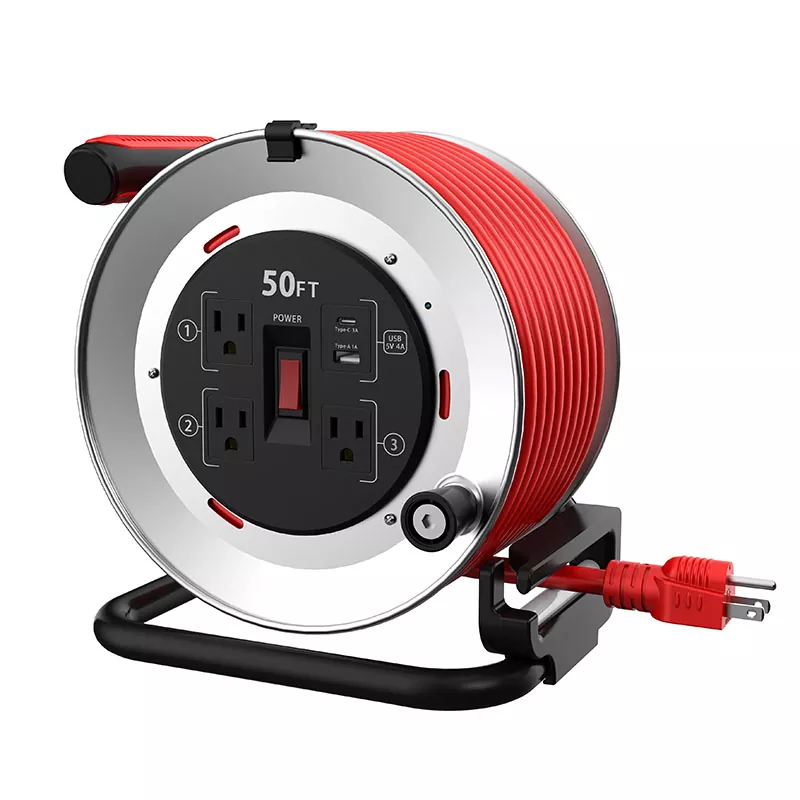 3 pontos de venda USB4A Metal Cord Reel 50ft 3 pontos de venda USB4A Metal Cord Reel 50ft